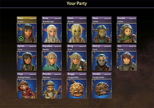 다크 크리스탈 택틱스 게임 캐릭터 파티 구성 화면
